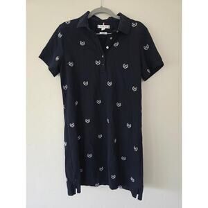 Tommy Hilfiger Black Polo Dress Slim Fit Crest Print Size M